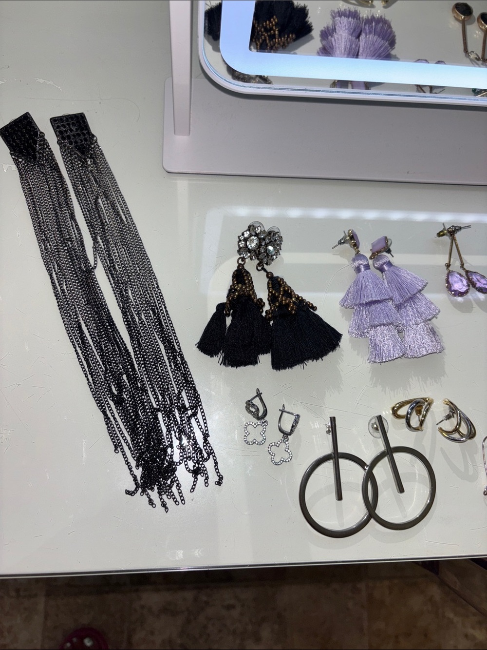 Black Tassel Statement Earrings - Women Accessories